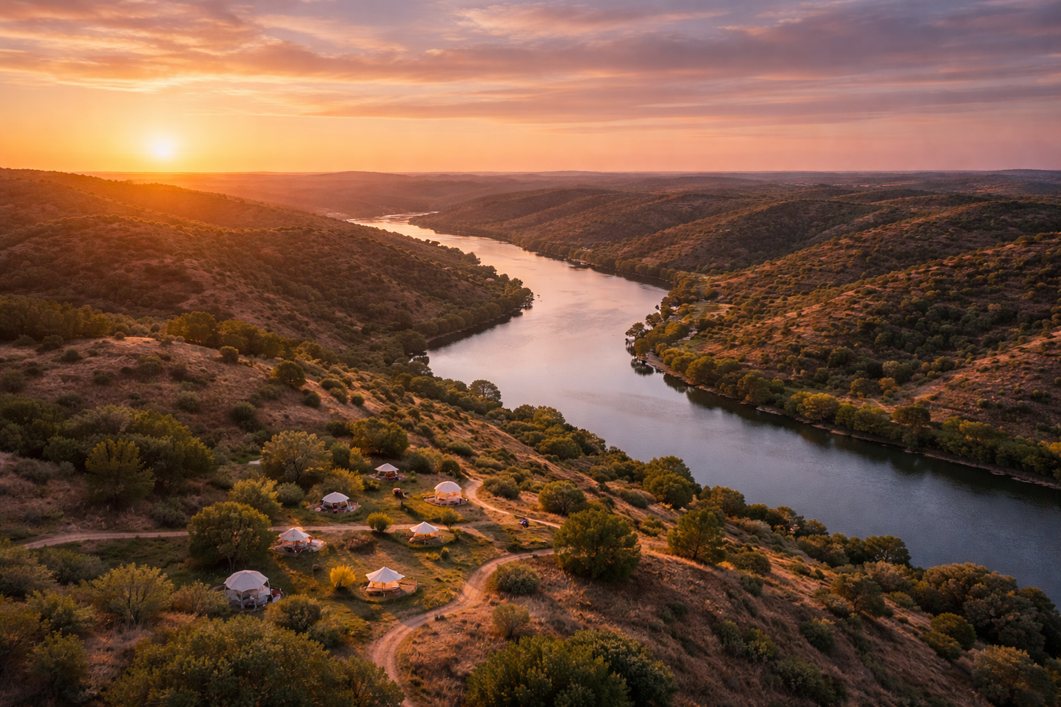 Rio Guadiana ao pôr-do-sol
